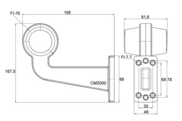 SVĚTLO KONTURA FT-147 F L C/Z LED ČERVENĚ ŽLUTÝ DO PŘÍVĚS NÁKLADNÍ AUTO