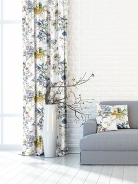 Zasłona biała w drobne kwiaty Velvet 170x140cm