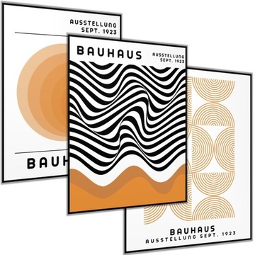 3 x PLAKAT 30X40 KSZTAŁTY LINIE BAUHAUS MINIMALIZM ABSTRAKCJA POMARAŃCZOWY