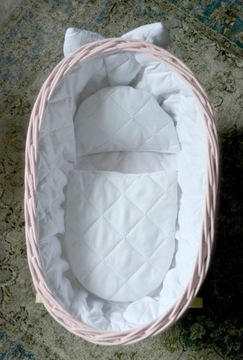 Плетеная колыбелька для кукол РОЗОВАЯ, изготовленная из лозы