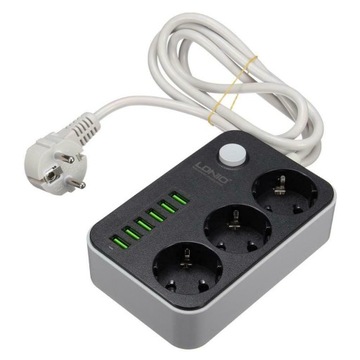 УДЛИНИТЕЛЬ ПИТАНИЯ 3 РАЗЪЕМА + 6 USB