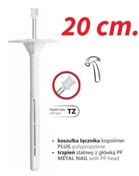 Kołki do Styropianu 20cm METALOWY TRZPIEŃ dyble