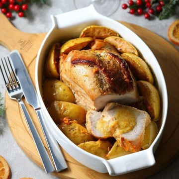 Naczynie PORCELANOWE żaroodporne Wilmax z uchwytami do pieczenia 990 ml