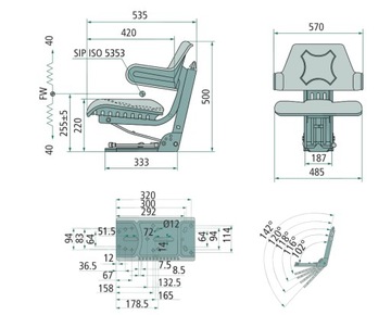 siedzenie dzielone do ciągnika Fiat/Ford