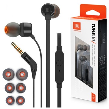 SŁUCHAWKI DOKANAŁOWE Z MIKROFONEM JBL TUNE 110 BAS