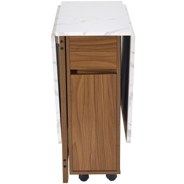 Wyspa kuchenna rozsuwana 110-214cm - krzesło z szufladami i półkami