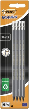 BIC EVOLUTION BLACK OŁÓWEK GRAFITOWY Z GUMKĄ HB ZESTAW x4