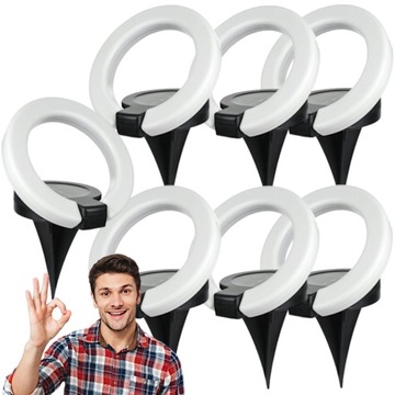 7x Lampka Solarna LED RING Tarasowa Wbijana Gruntowa Czujnik Zmierzchu