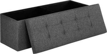PUF ZE SCHOWKIEM SKRZYNIA ŁAWA DO SIEDZENIA SZARA PUFA ŁAWKA 110x38cm 120L