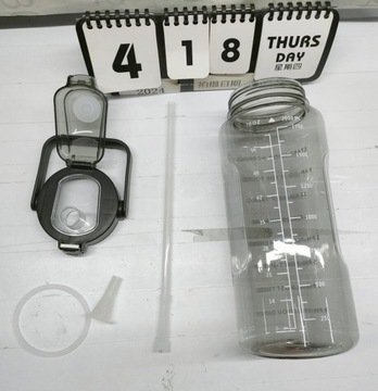 БУТЫЛКА ДЛЯ ПИТЬЕВОЙ ВОДЫ BPA FREE SPORT 2Л С ОТМЕТКОЙ ВРЕМЕНИ С СОЛОМОЙ