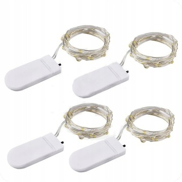 10X LAMPKI DRUCIK 10 LED 1M BATERIE BIAŁY CIEPŁY