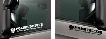 Naklejka na tira busa bok POLISH TRUCKER DRIVER Orzeł *WZORY *KOLORY *44cm