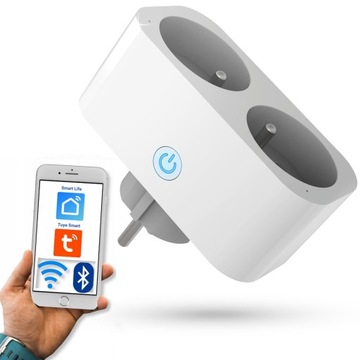 ДВОЙНАЯ УМНАЯ РОЗЕТКА WIFI ТАЙМЕР 2В1 TUYA SMART