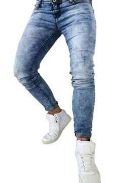 Spodnie męskie jeans jasne wycierane długie V 35