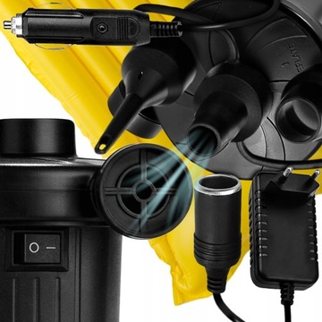 ELEKTRYCZNA POMPKA PIŁKI MATERAC 12V/230V KOŃCÓWKI