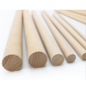 Kołek bukowy ryflowany 33 cm 14mm drążek drewniany