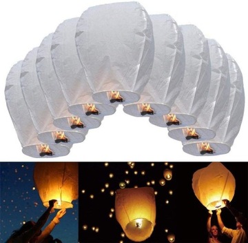 10X LAMPION SZCZĘŚCIA LATAJĄCY LAMPION ŻYCZEŃ ŚLUB PANIEŃSKI KOMUNIA WESELE