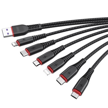 КАБЕЛЬ XO 1 и 2 м, 6 в 1, USB — Micro USB-C LIGHTNING
