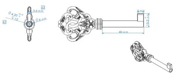 Ключ для антикварной латунной мебели ROCOCO