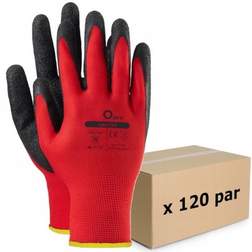RĘKAWICE ROBOCZE OCHRONNE ONYX LATE RED 120 PAR R10 CZERWONE