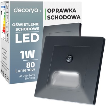 CZARNA LAMPKA SCHODOWA KWADRATOWA LED OŚWIETLENIE SCHODOWE NA SCHODY 230V