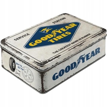 Nostalgic Art Puszka Płaska Goodyear - Logo Whit