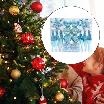 40 штук рождественских безделушек, небьющиеся елки, висящие в синем цвете.