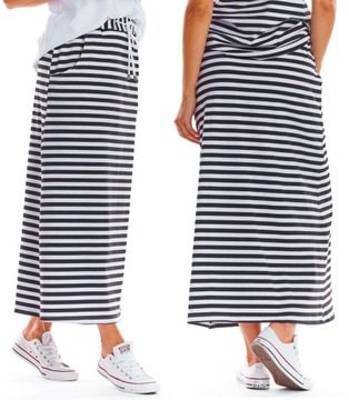 DŁUGA PROSTA DRESOWA SPÓDNICZKA MAXI W PASKI