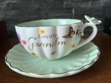 Filiżanka dla babci porcelana Secret Garden motyl