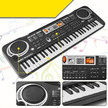 ЦИФРОВОЕ ПИАНО 61 КЛЮЧ С МИНИ-МИКРОФОНОМ ДЛЯ ДЕТЕЙ, 6 ПРЕЗЕНТАЦИЙ