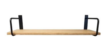 Półka wisząca loft BELT-70 czarny płyta dąb 70 CM