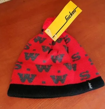 SNICKERS ЗИМНЯЯ РАБОЧАЯ ШАПКА С ПОМПОНОМ 9002 КРАСНАЯ