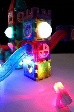 ŚWIECĄCE KLOCKI MAGNETYCZNE ŚWIECĄCY TOR MAGNETYCZNY dla kulek ZESTAW XXL