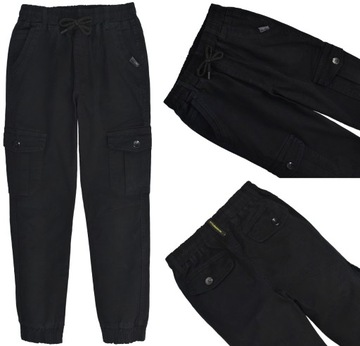 F26 Czarne Wygodne Jogger SPODNIE Chinosy 182/188