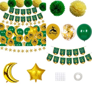 Набор украшений для вечеринки Рамадан Мубарак Мусульманское украшение для вечеринки Рамадан зеленого цвета