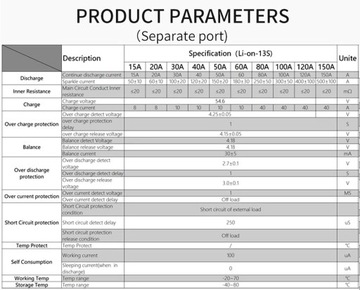 Отдаленный модуль BMS 13S 60A 210A 48V 54,6V Li-ION IP67