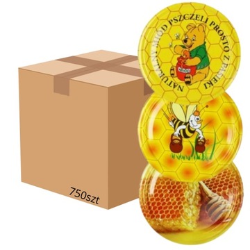 750x WIECZKO DO SŁOIKA FI82 6 ZACZEPOWE PSZCZOŁA/MIÓD/MIŚ KARTON 750SZT