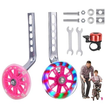 ОПОРНЫЕ КОЛЕСА ДЛЯ ДЕТСКОГО ВЕЛОСИПЕДА, 2 ШТ., РЕГУЛИРУЕМЫЕ, РОЗОВЫЙ КОМПЛЕКТ