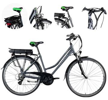 Elektryczny Rower Trekkingowy Uniseks 28 ALU 21 Bieg Wspomaganie 250 115 km