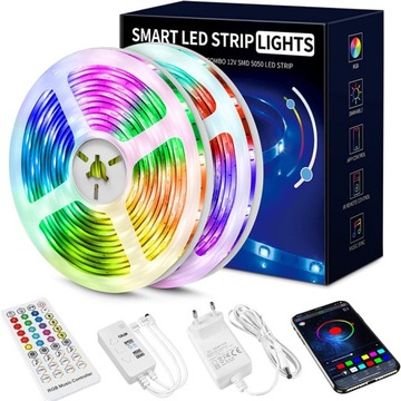 PASEK TAŚMA LED RGB 5050 BLUETOOTH MUZYKA LAMPA 15M z APP PILOT