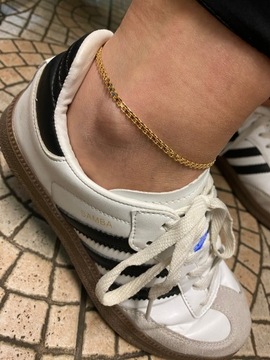 Złota bransoletka szeroka taśma na nogę kostkę stopę srebro 925