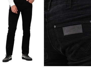 WRANGLER Spodnie sztruksy JEANS GREENSBORO 803 czarny W34 L32