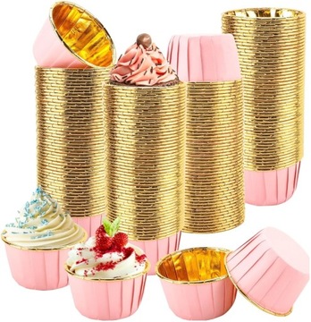 PAPILOTKI DO MUFFINEK RÓŻOWE Foremki Do BABECZEK Muffinki 50szt.
