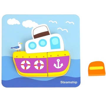 UKŁADANKA DREWNIANA PUZZLE KLOCKI POJAZDY MONTESSORI ZESTAW WOOPIE GREEN