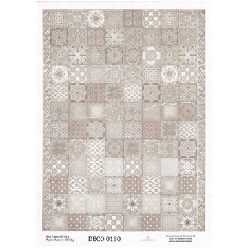 Papier RYŻOWY DO DECOUPAGE A4 0180 kafelki