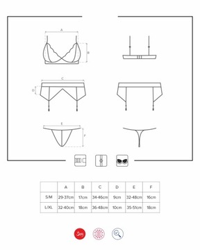 Sex komplet biustonosz pas stringi obsessive l/xl Obsessive