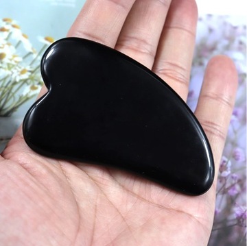 KAMIEŃ MASAŻER GUA SHA DO TWARZY PŁYTKA OBSYDIAN