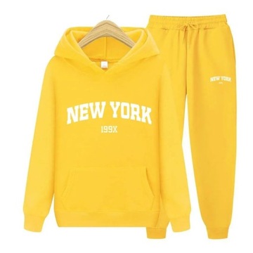Zestaw komplet dresowy męski DŁUGIE SPODNIE BLUZA Z KAPTUREM NEW YORK M