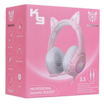 ONIKUMA K9 ИГРОВЫЕ НАУШНИКИ МИКРОФОН КОШАЧЬИ УШИ CAT RGB USB