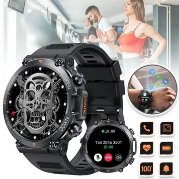 ZEGAREK SMARTWATCH MĘSKI PANCERNY WODOODPORNY ROZMOWY MENU SPORT TĘTNO